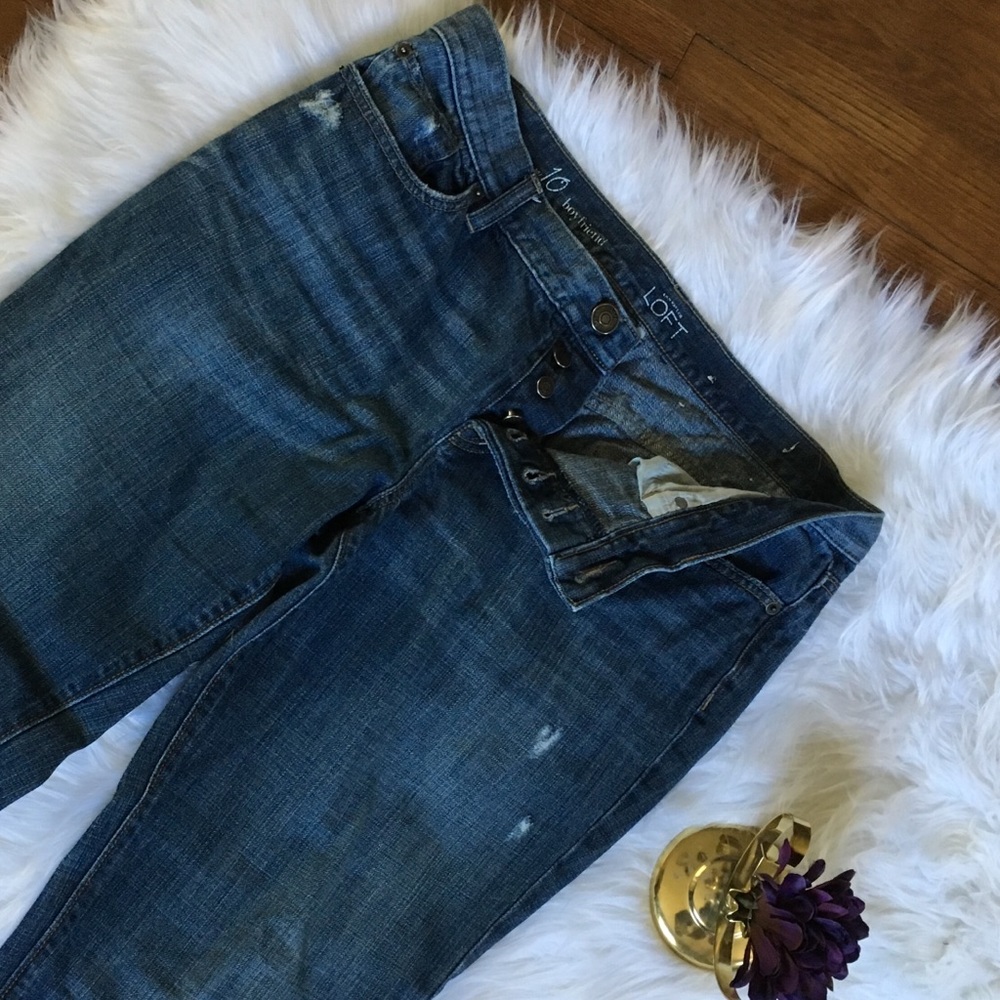 Distressed Loft boyfriend jeans